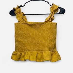 Yellow Smocked Ruffle Crop Top